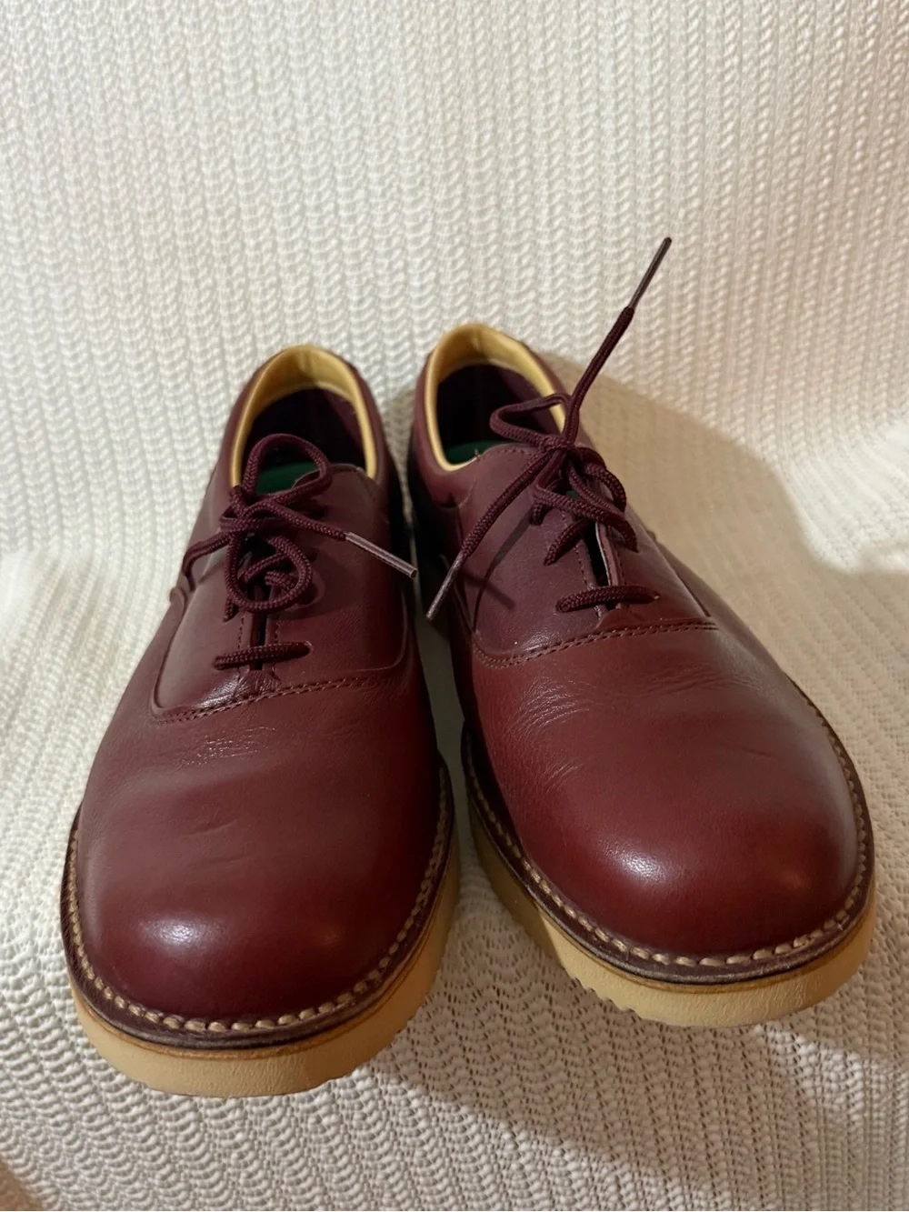Vintage L.L.Bean Men’s 9N Burgundy Leather Oxford Shoes Vibram Sole